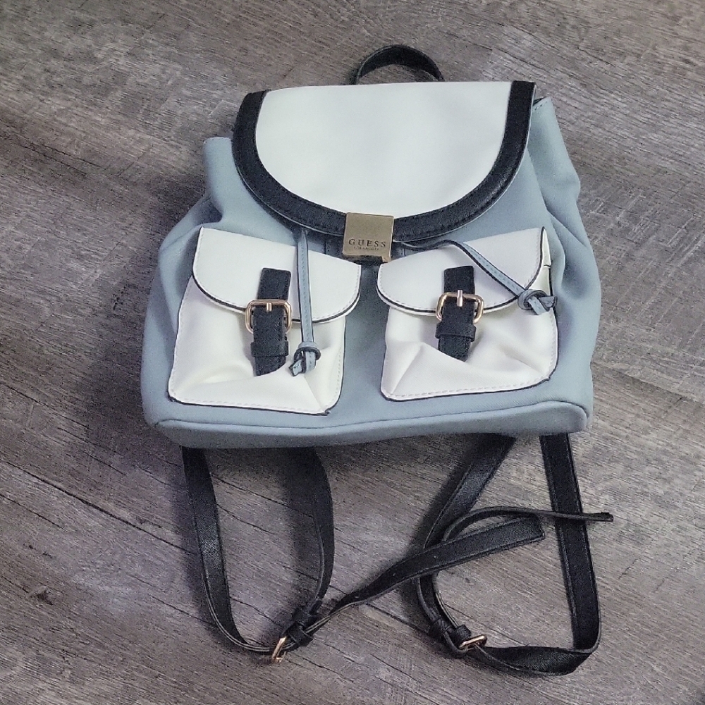 Guess Women's Black, Blue, and White Backpack